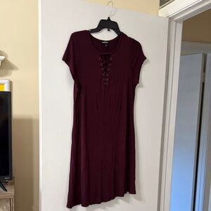 Express Women's Burgundy Lace-Up Dress